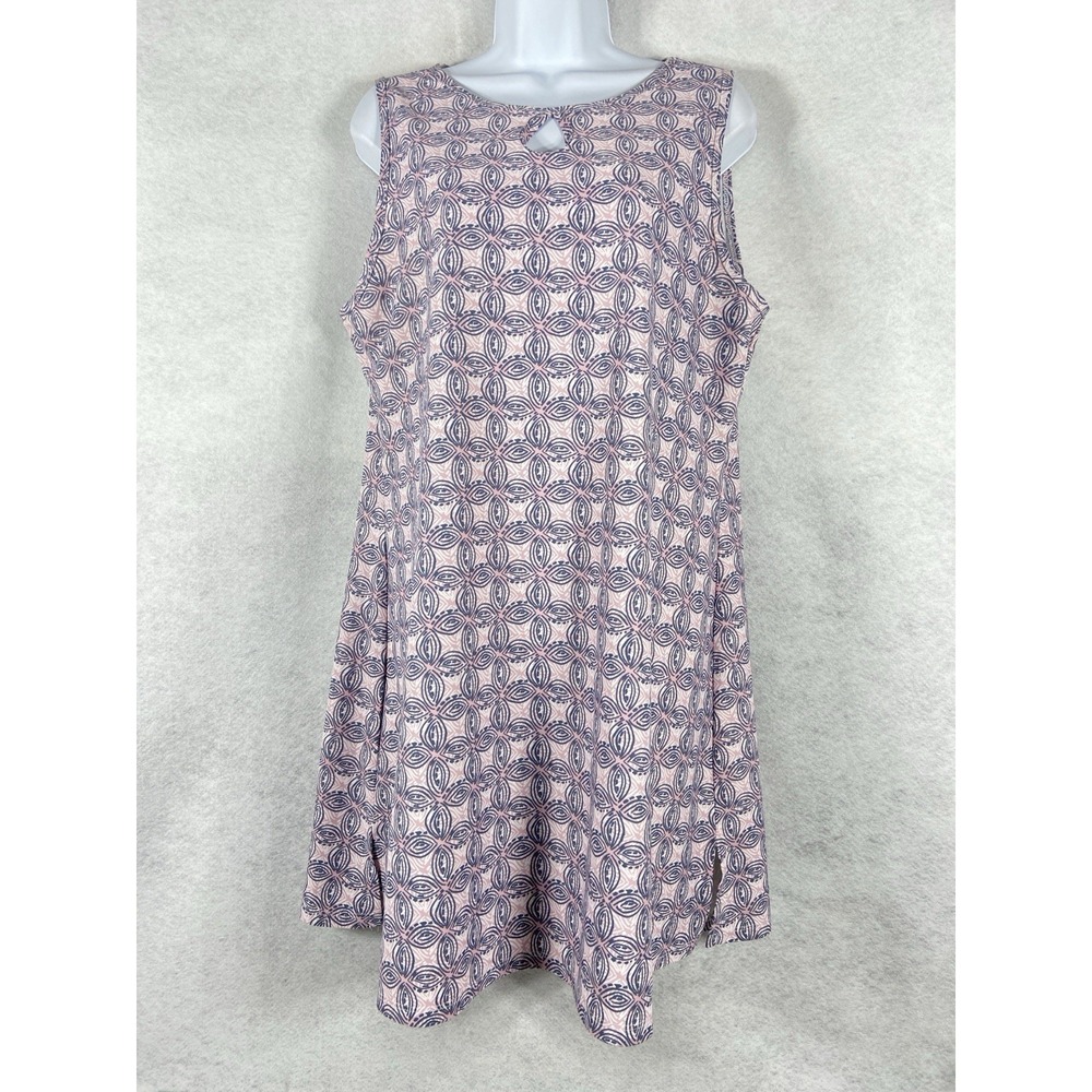 Nuu Muu Dress Women's XL Pink Gray Shift Keyhole Pocket Floral Sleeveless EUC